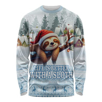 Merry Slothmas Long Sleeve Shirt Life Is Better With A Sloth - Wonder Print Shop
