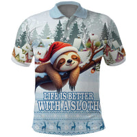 Merry Slothmas Polo Shirt Life Is Better With A Sloth - Wonder Print Shop