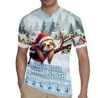 Merry Slothmas Rugby Jersey Life Is Better With A Sloth - Wonder Print Shop