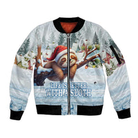 Merry Slothmas Sleeve Zip Bomber Jacket Life Is Better With A Sloth - Wonder Print Shop