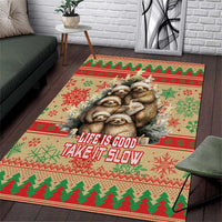Slothy Christmas Area Rug Life Is Good Take It Slow - Wonder Print Shop