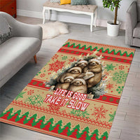 Slothy Christmas Area Rug Life Is Good Take It Slow - Wonder Print Shop