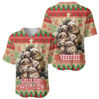 Slothy Christmas Baseball Jersey Life Is Good Take It Slow - Wonder Print Shop