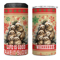 Slothy Christmas 4 in 1 Can Cooler Tumbler Life Is Good Take It Slow - Wonder Print Shop