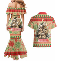 Slothy Christmas Couples Matching Mermaid Dress and Hawaiian Shirt Life Is Good Take It Slow - Wonder Print Shop