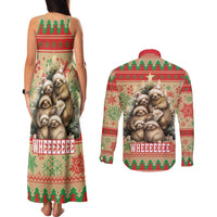 Slothy Christmas Couples Matching Tank Maxi Dress and Long Sleeve Button Shirt Life Is Good Take It Slow - Wonder Print Shop