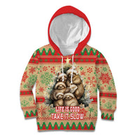 Slothy Christmas Kid Hoodie Life Is Good Take It Slow - Wonder Print Shop