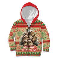 Slothy Christmas Kid Hoodie Life Is Good Take It Slow - Wonder Print Shop