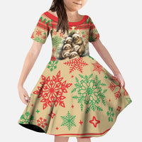 Slothy Christmas Kid Short Sleeve Dress Life Is Good Take It Slow - Wonder Print Shop