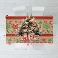 Slothy Christmas Tablecloth Life Is Good Take It Slow - Wonder Print Shop