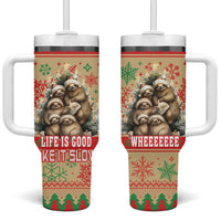 Slothy Christmas Tumbler With Handle Life Is Good Take It Slow - Wonder Print Shop