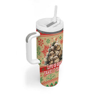 Slothy Christmas Tumbler With Handle Life Is Good Take It Slow - Wonder Print Shop