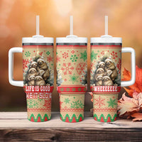 Slothy Christmas Tumbler With Handle Life Is Good Take It Slow - Wonder Print Shop
