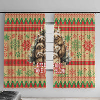 Slothy Christmas Window Curtain Life Is Good Take It Slow - Wonder Print Shop
