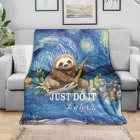 Sloth Starry Night Blanket I'm Not Lazy