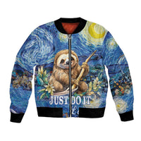 Sloth Starry Night Bomber Jacket I'm Not Lazy - Wonder Print Shop