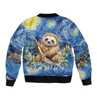 Sloth Starry Night Bomber Jacket I'm Not Lazy - Wonder Print Shop