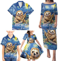Sloth Starry Night Family Matching Puletasi and Hawaiian Shirt I'm Not Lazy - Wonder Print Shop