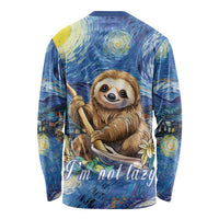 Sloth Starry Night Long Sleeve Shirt I'm Not Lazy - Wonder Print Shop