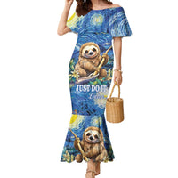Sloth Starry Night Mermaid Dress I'm Not Lazy - Wonder Print Shop
