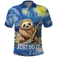 Sloth Starry Night Polo Shirt I'm Not Lazy - Wonder Print Shop