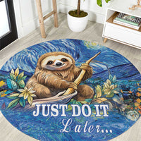 Sloth Starry Night Round Carpet I'm Not Lazy