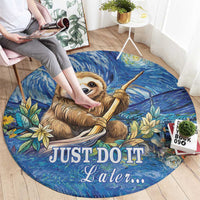 Sloth Starry Night Round Carpet I'm Not Lazy