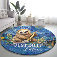 Sloth Starry Night Round Carpet I'm Not Lazy
