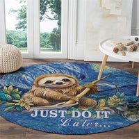 Sloth Starry Night Round Carpet I'm Not Lazy