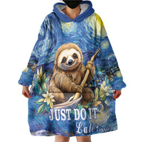 Sloth Starry Night Wearable Blanket Hoodie I'm Not Lazy - Wonder Print Shop