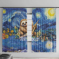 Sloth Starry Night Window Curtain I'm Not Lazy - Wonder Print Shop