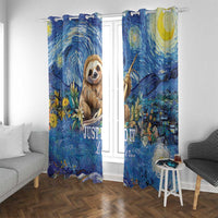 Sloth Starry Night Window Curtain I'm Not Lazy - Wonder Print Shop