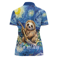 Sloth Starry Night Women Polo Shirt I'm Not Lazy - Wonder Print Shop