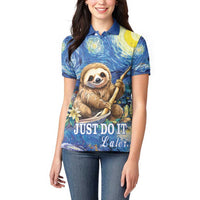 Sloth Starry Night Women Polo Shirt I'm Not Lazy - Wonder Print Shop