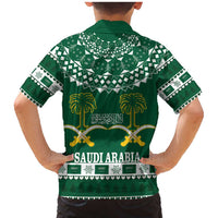 Saudi Arabia Christmas Family Matching Mermaid Dress and Hawaiian Shirt Coat Of Arms Milad Mubarak - Wonder Print Shop
