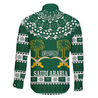 Saudi Arabia Christmas Family Matching Mermaid Dress and Hawaiian Shirt Coat Of Arms Milad Mubarak - Wonder Print Shop