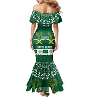 Saudi Arabia Christmas Family Matching Mermaid Dress and Hawaiian Shirt Coat Of Arms Milad Mubarak - Wonder Print Shop