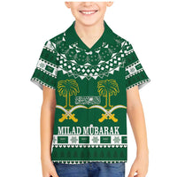 Saudi Arabia Christmas Family Matching Mermaid Dress and Hawaiian Shirt Coat Of Arms Milad Mubarak - Wonder Print Shop