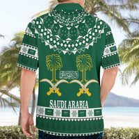 Saudi Arabia Christmas Hawaiian Shirt Coat Of Arms Milad Mubarak - Wonder Print Shop
