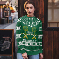 Saudi Arabia Christmas Ugly Christmas Sweater Coat Of Arms Milad Mubarak - Wonder Print Shop