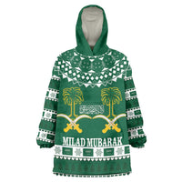 Saudi Arabia Christmas Wearable Blanket Hoodie Coat Of Arms Milad Mubarak - Wonder Print Shop