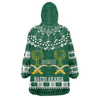 Saudi Arabia Christmas Wearable Blanket Hoodie Coat Of Arms Milad Mubarak - Wonder Print Shop