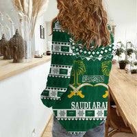 Saudi Arabia Christmas Women Casual Shirt Coat Of Arms Milad Mubarak - Wonder Print Shop