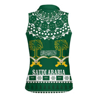 Saudi Arabia Christmas Women Sleeveless Polo Shirt Coat Of Arms Milad Mubarak - Wonder Print Shop