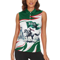Saudi Arabia Horse Riders Women Sleeveless Polo Shirt Arab Style - Wonder Print Shop