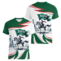 Saudi Arabia Horse Riders Women V-Neck T-Shirt Arab Style - Wonder Print Shop