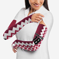 Custom Qatar Football Arm Sleeves Maroon One Go Champion - Wonder Print Shop