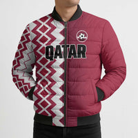 Custom Qatar Football Bomber Puffer Jacket Maroon One Go Champion - Wonder Print Shop