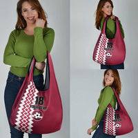 Custom Qatar Football Grocery Bag Maroon One Go Champion - Wonder Print Shop