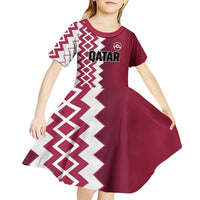 Custom Qatar Football Kid Short Sleeve Dress Maroon One Go Champion - Wonder Print Shop